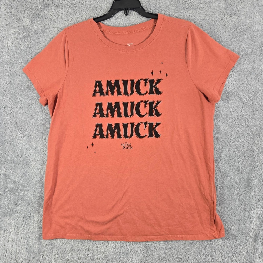 Disney Hocus Pocus Amuck Amuck Amuck Orange Graphic Tee Shirt Women Size 1 XL